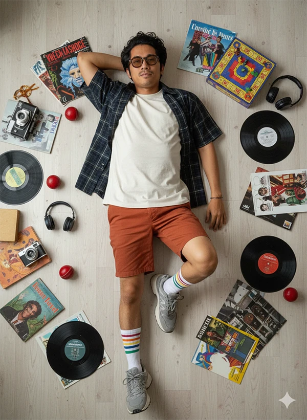 Retro Vibes: Creative Flatlay Lifestyle Editorial