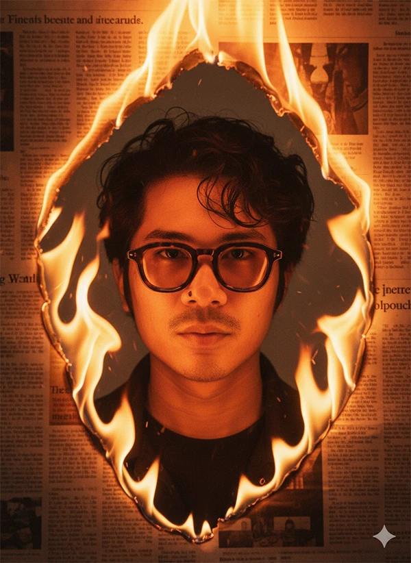 Through the Flames — Surreal Editorial Portrait