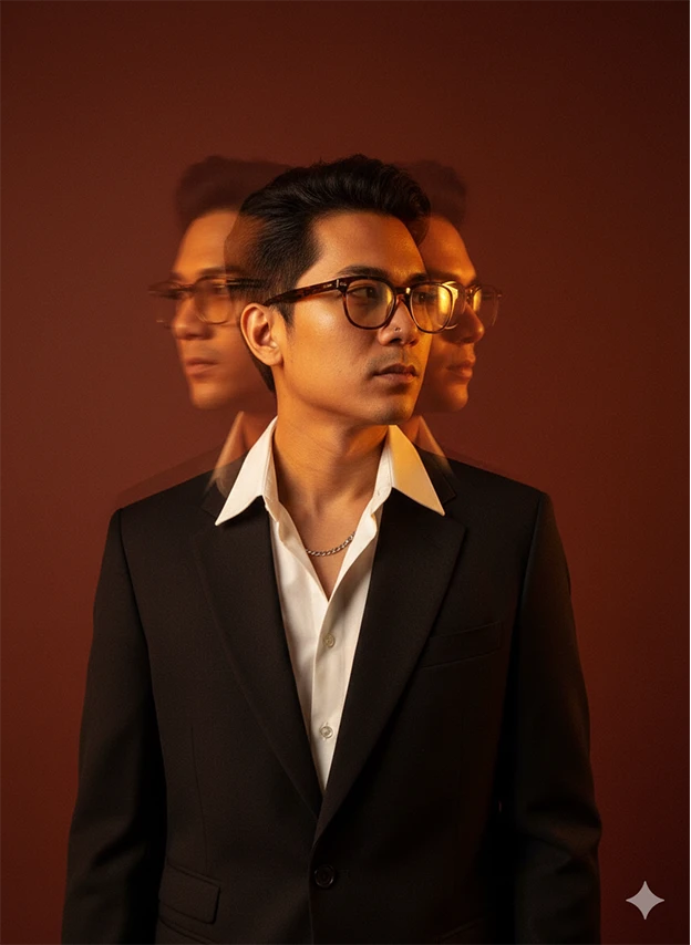 Ghostly Motion — Surreal Double-Exposure Editorial Portrait