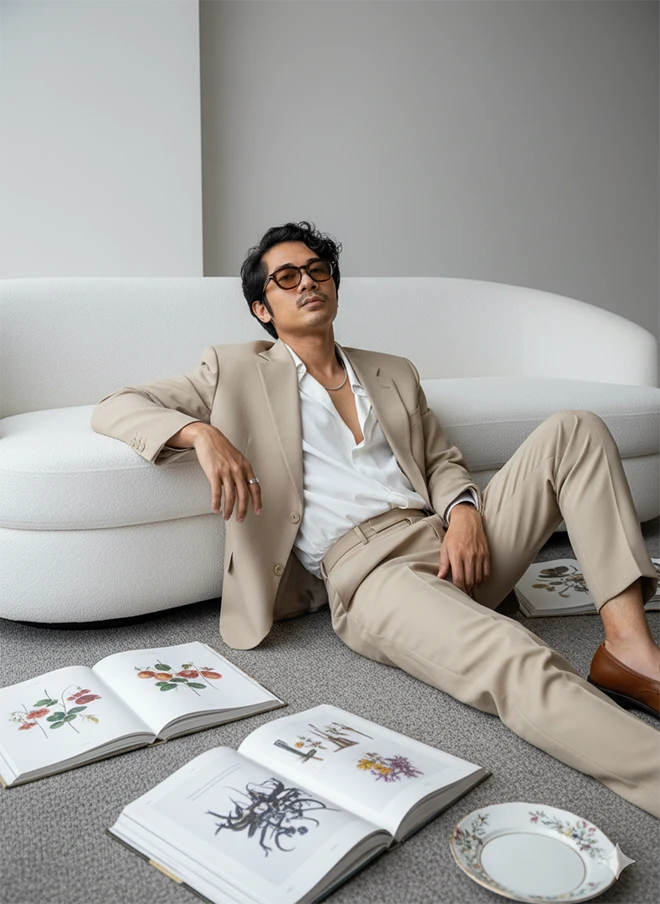 Refined Calm — Full-Body Editorial Portrait in Minimalist Modern Interior