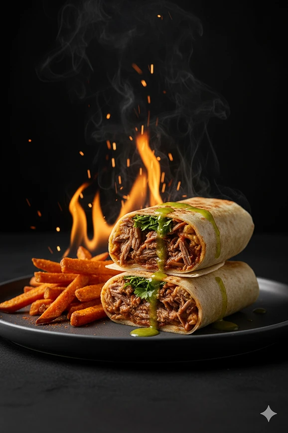 Cinematic Burrito & Fries — Bold Urban Food Photography