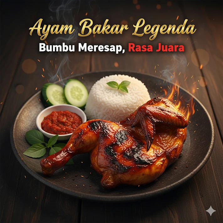 Cinematic Ayam Bakar Legenda — Premium Grilled Chicken Food Photography