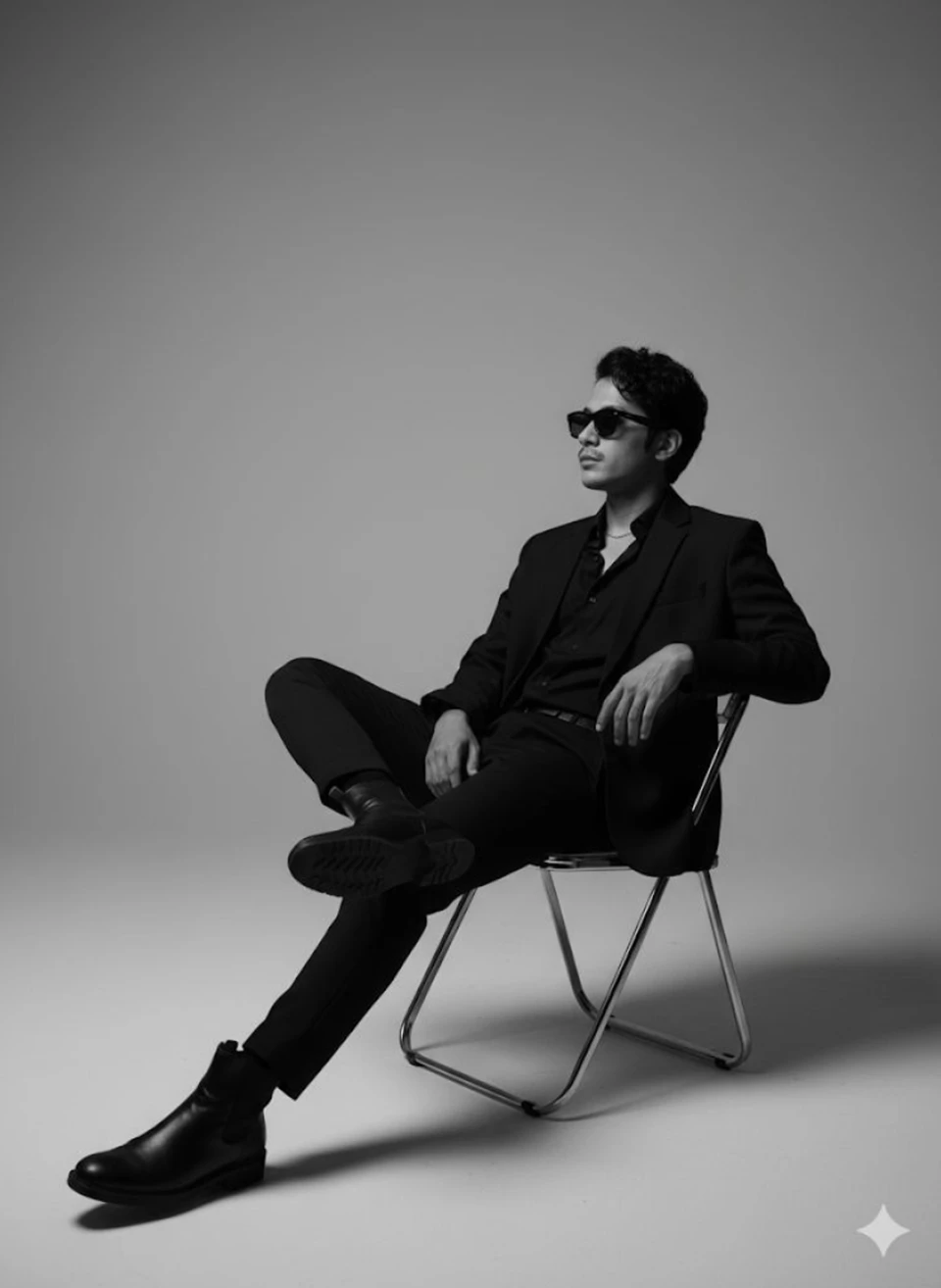 Monochrome Studio Mood — Minimalist Black & White Fashion Portrait