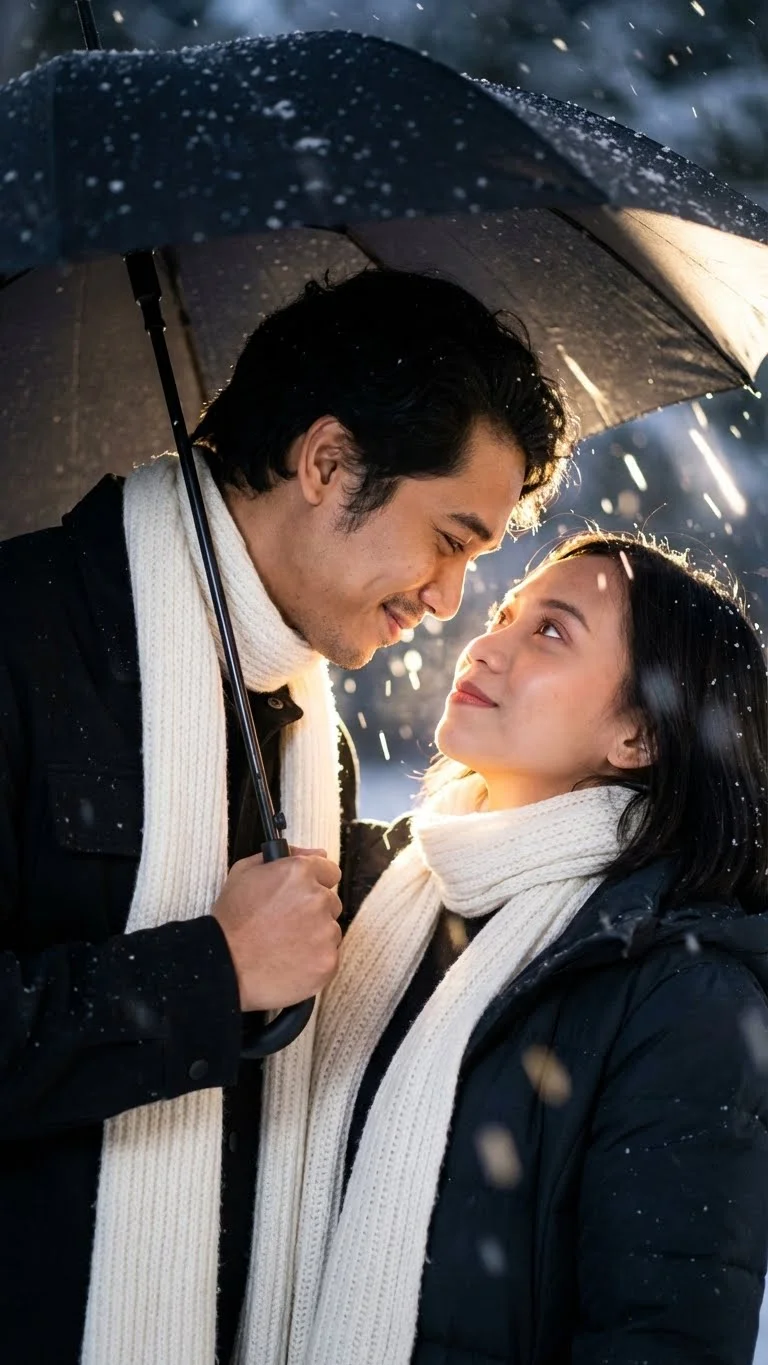 Realistic Romantic Winter Couple