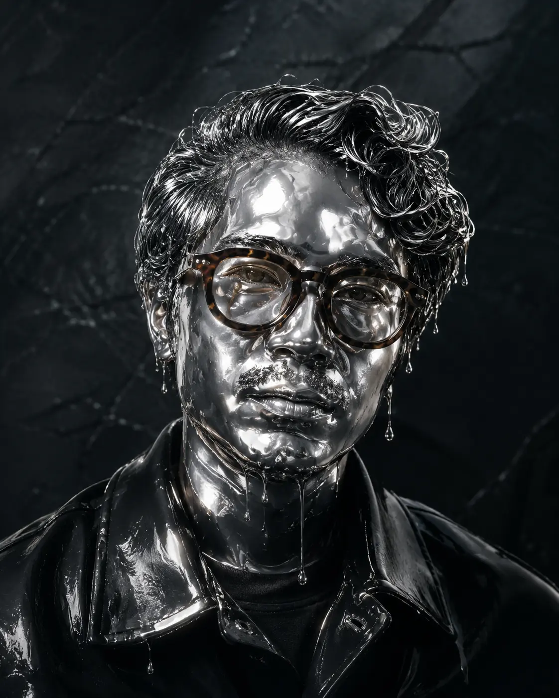 Hyper-realistic Liquid Chrome Portrait