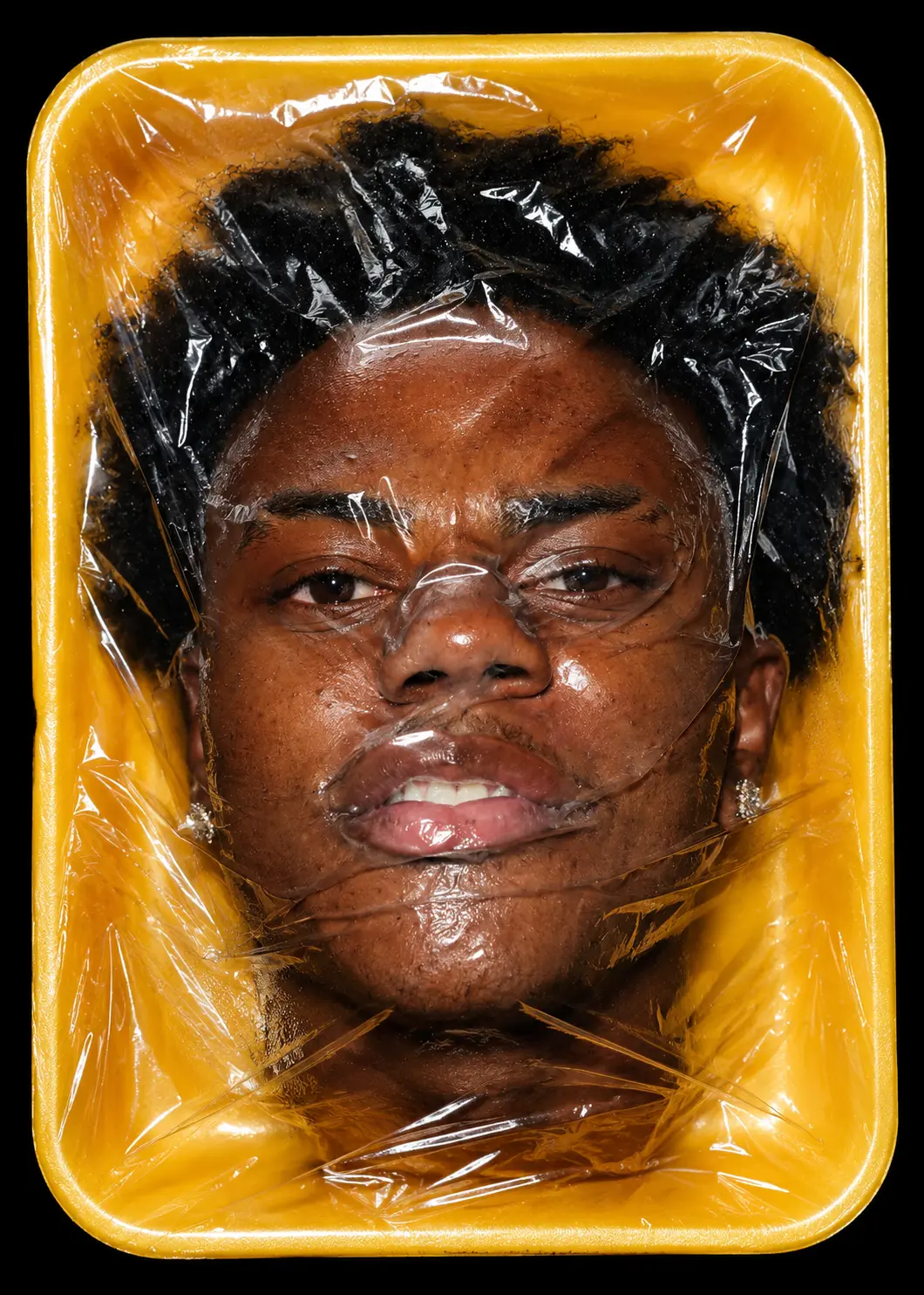 Surreal Plastic-wrapped Head