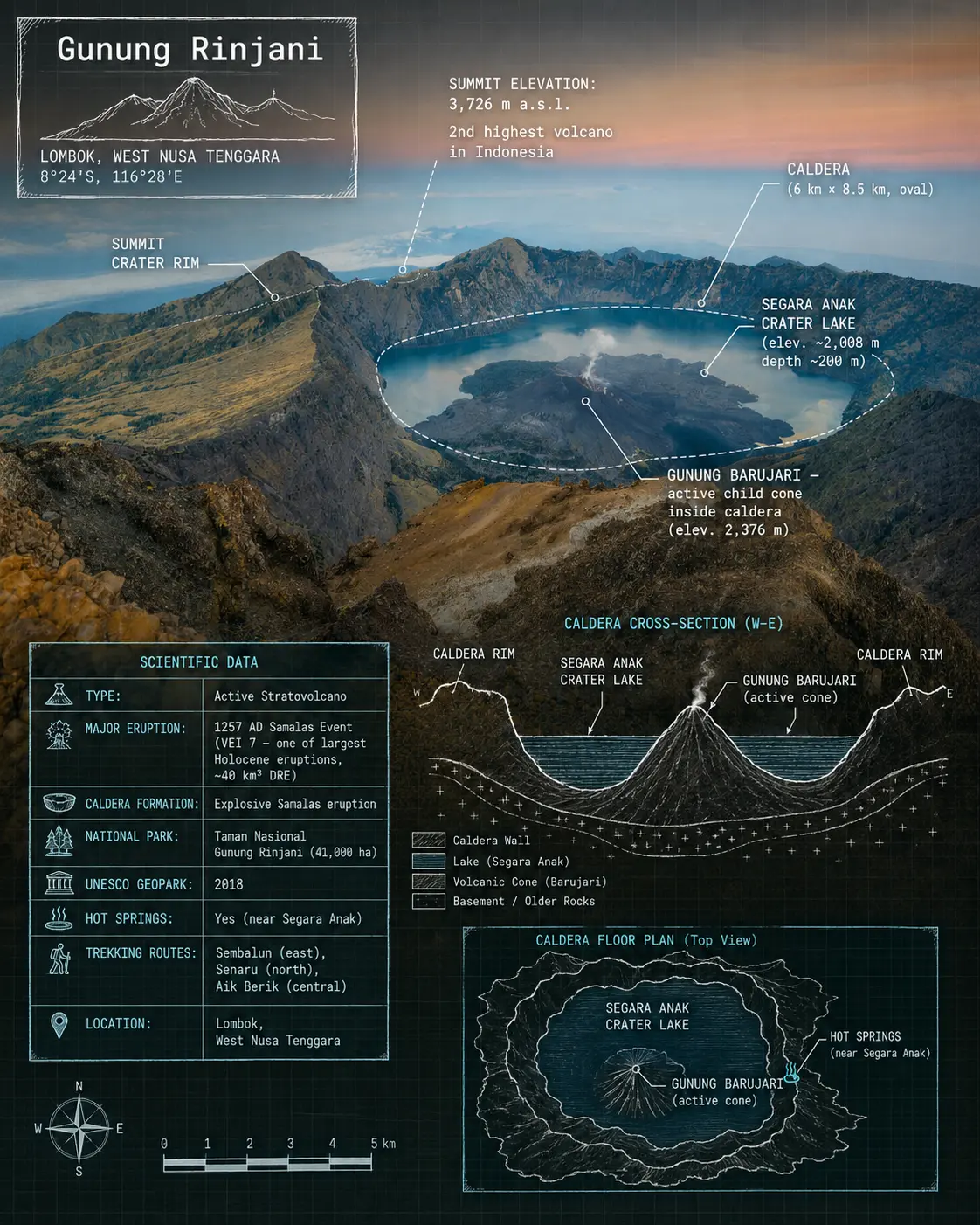 Gunung Rinjani Landmark Editorial