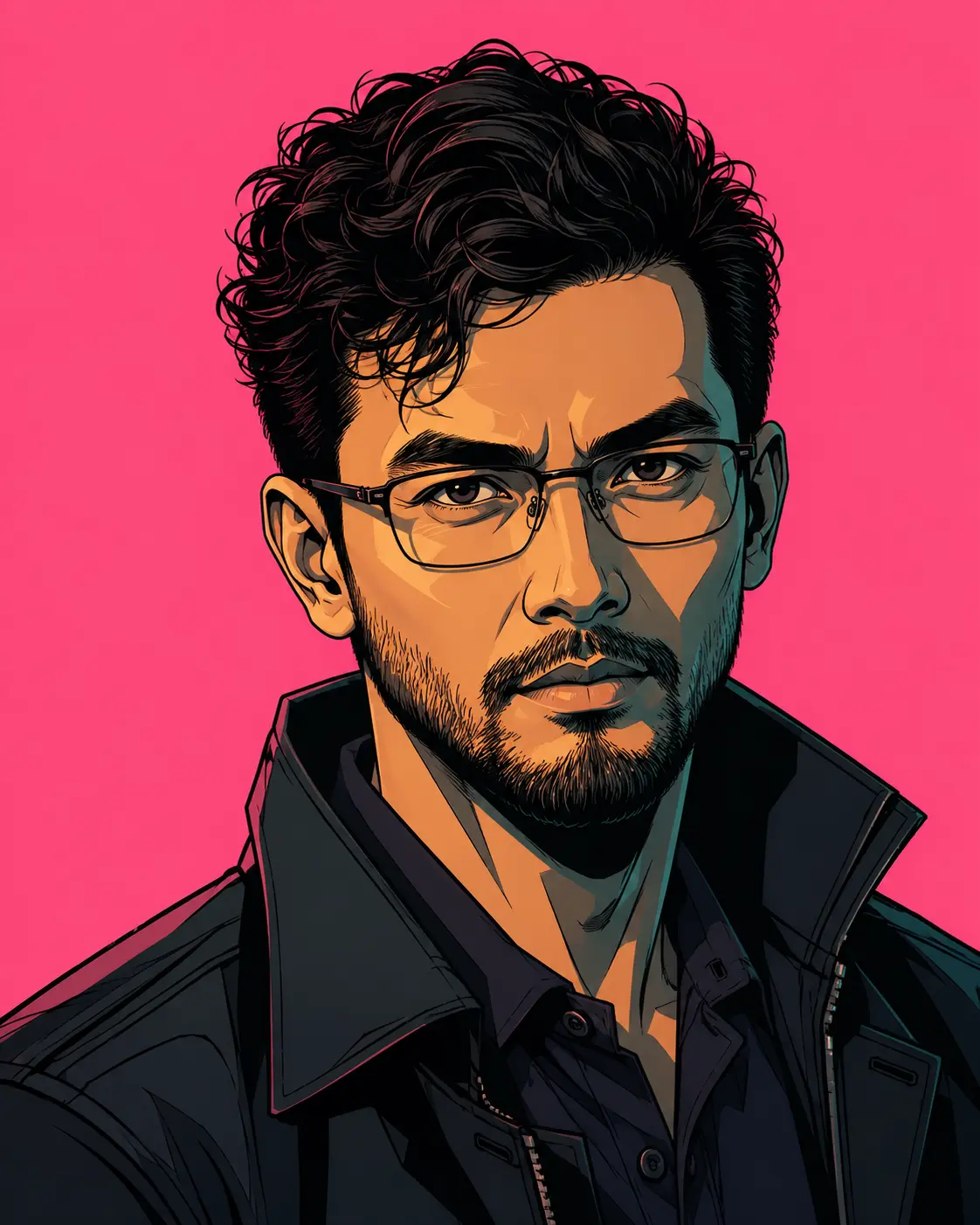 Cyberpunk-inspired Cartoon Portrait