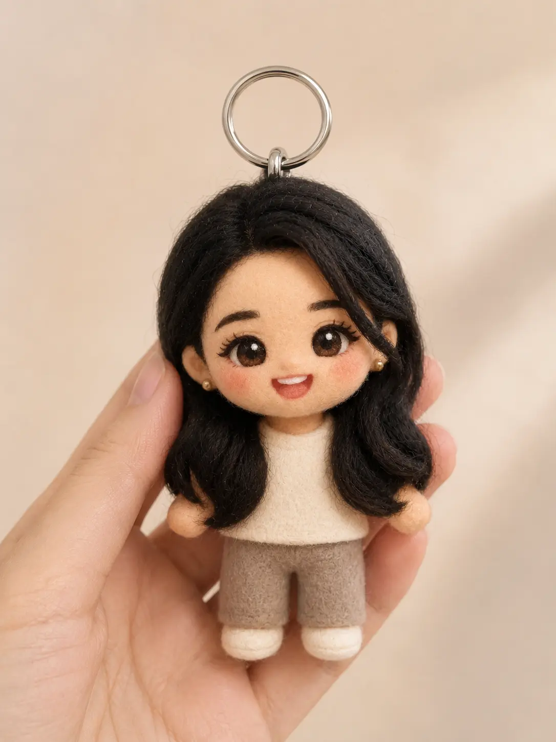 Needle-felted Wool Doll Keychain