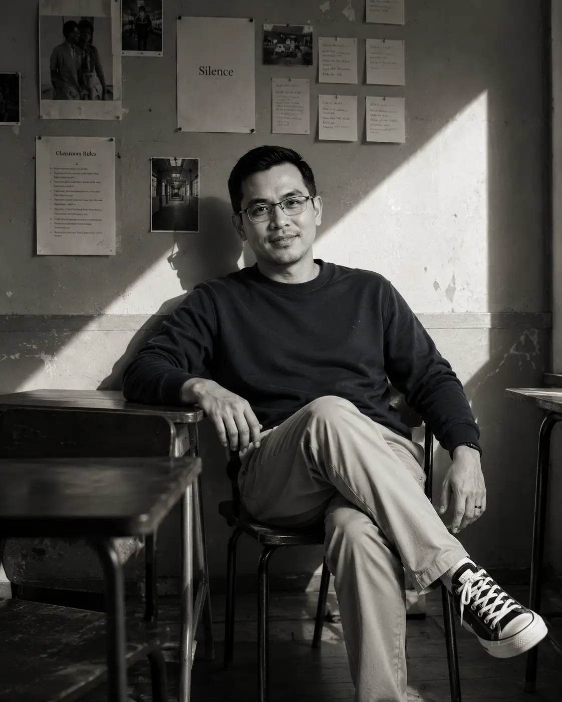 High-Contrast Black and White Portrait