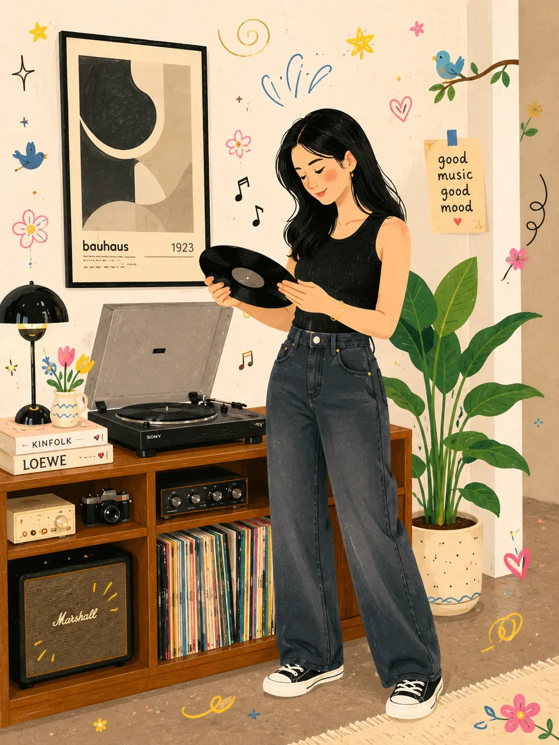 Whimsical Folk Flat Illustration