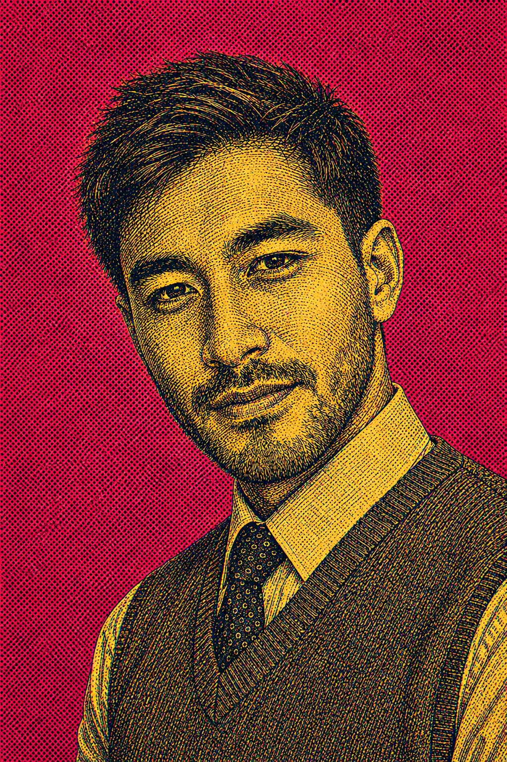 Full Halftone Engraving Illustration