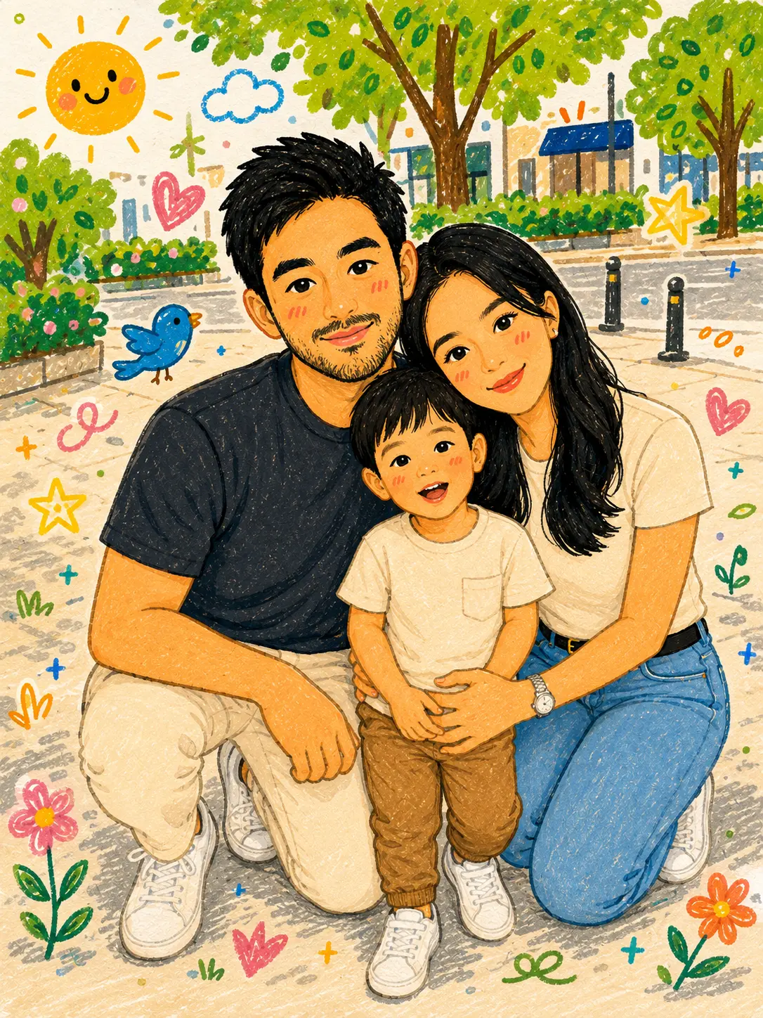 Flat Illustration with Childlike Doodle Elements