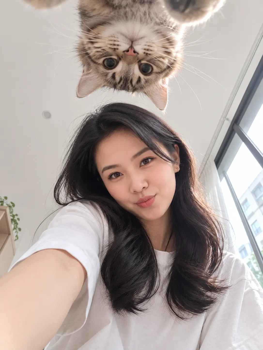 Vertical Smartphone Selfie with Cat