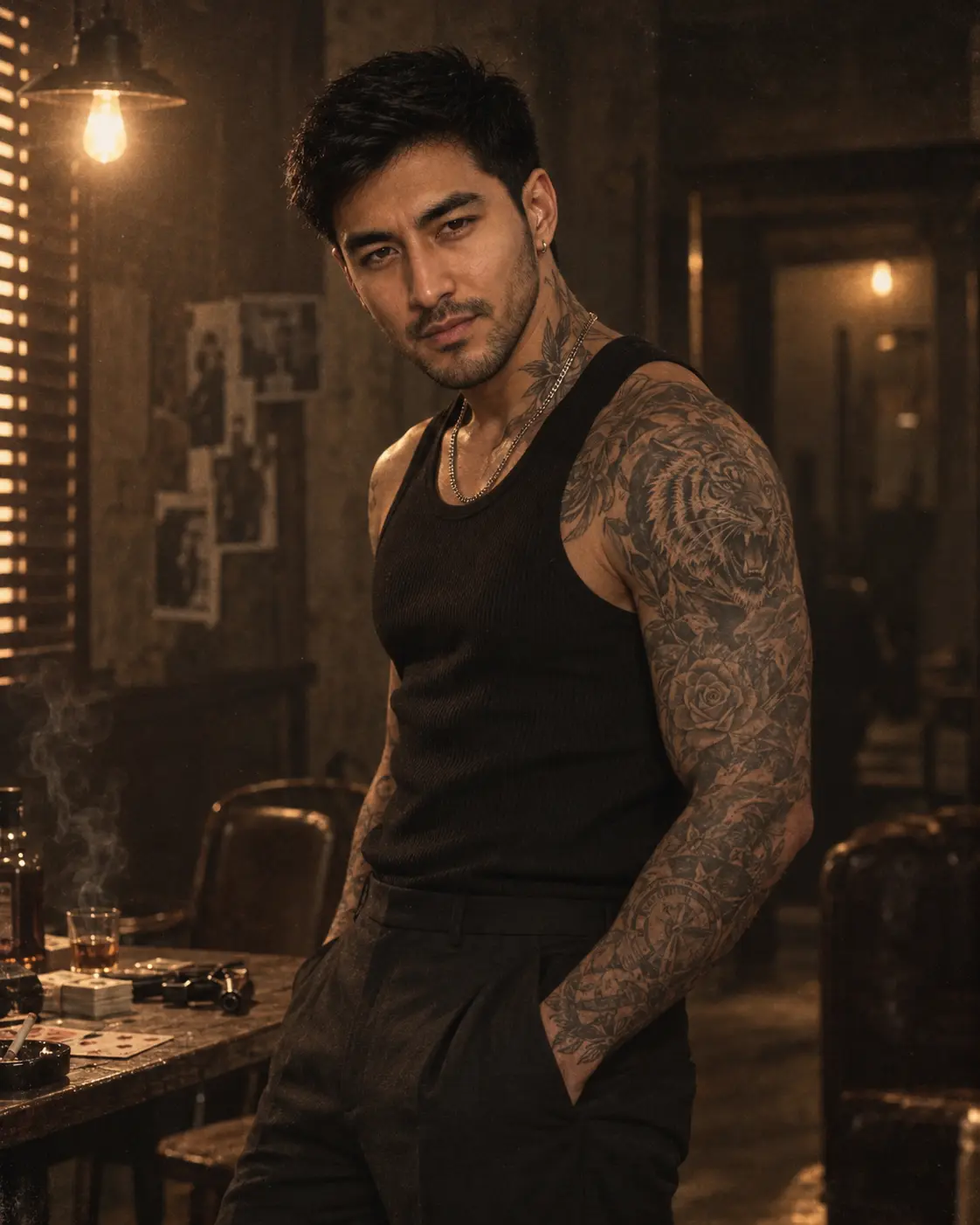 Gangster Portrait with Tattoo