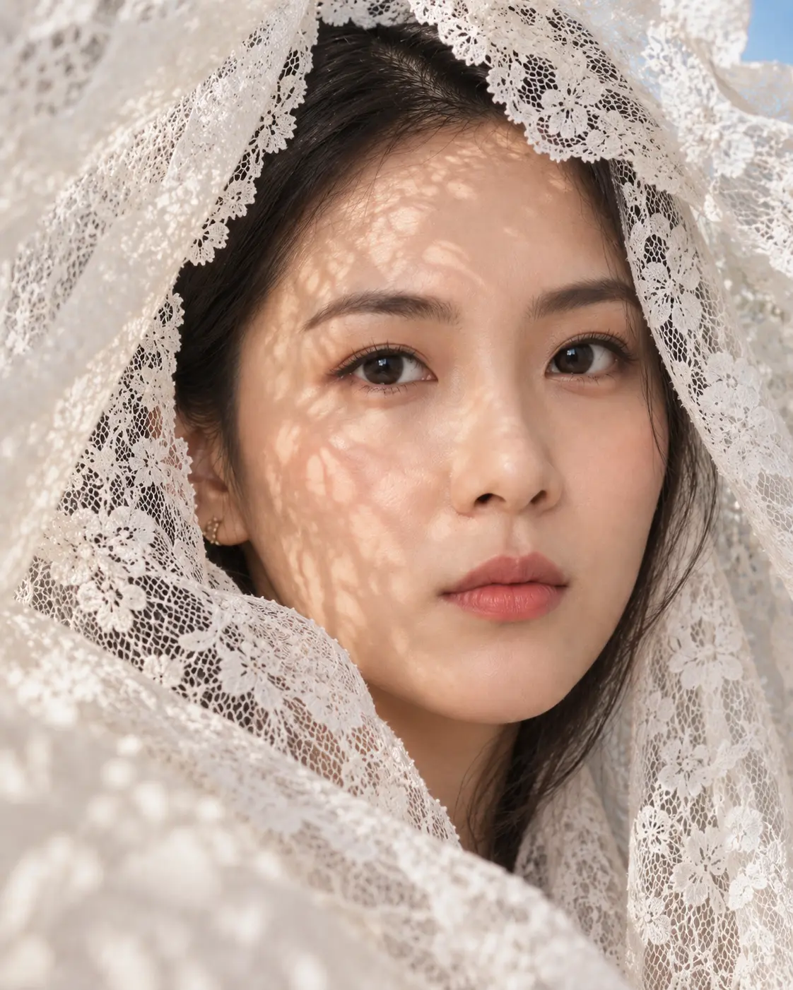 Beauty in White Veil