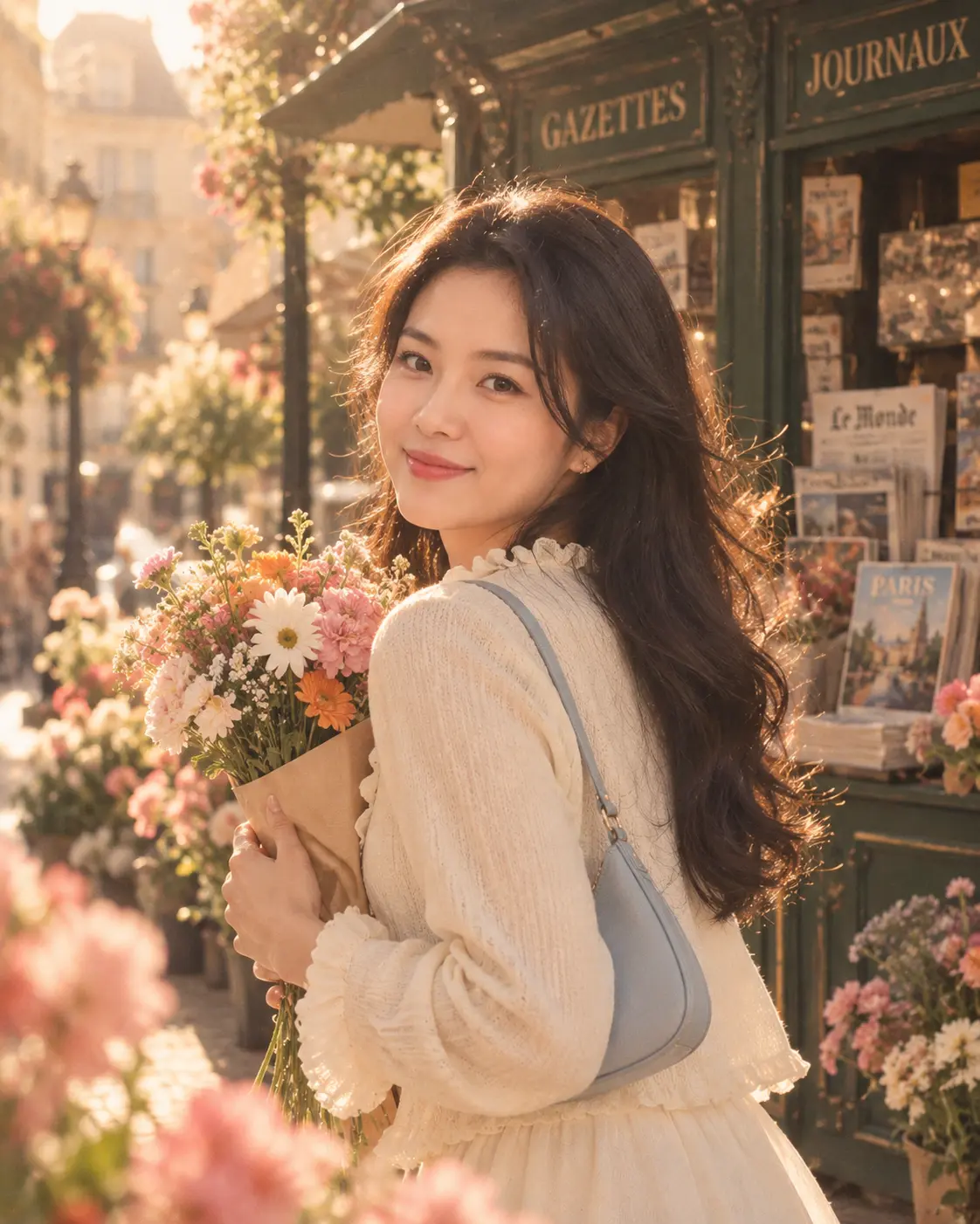 Carrying Flower Bucket in Europe Street