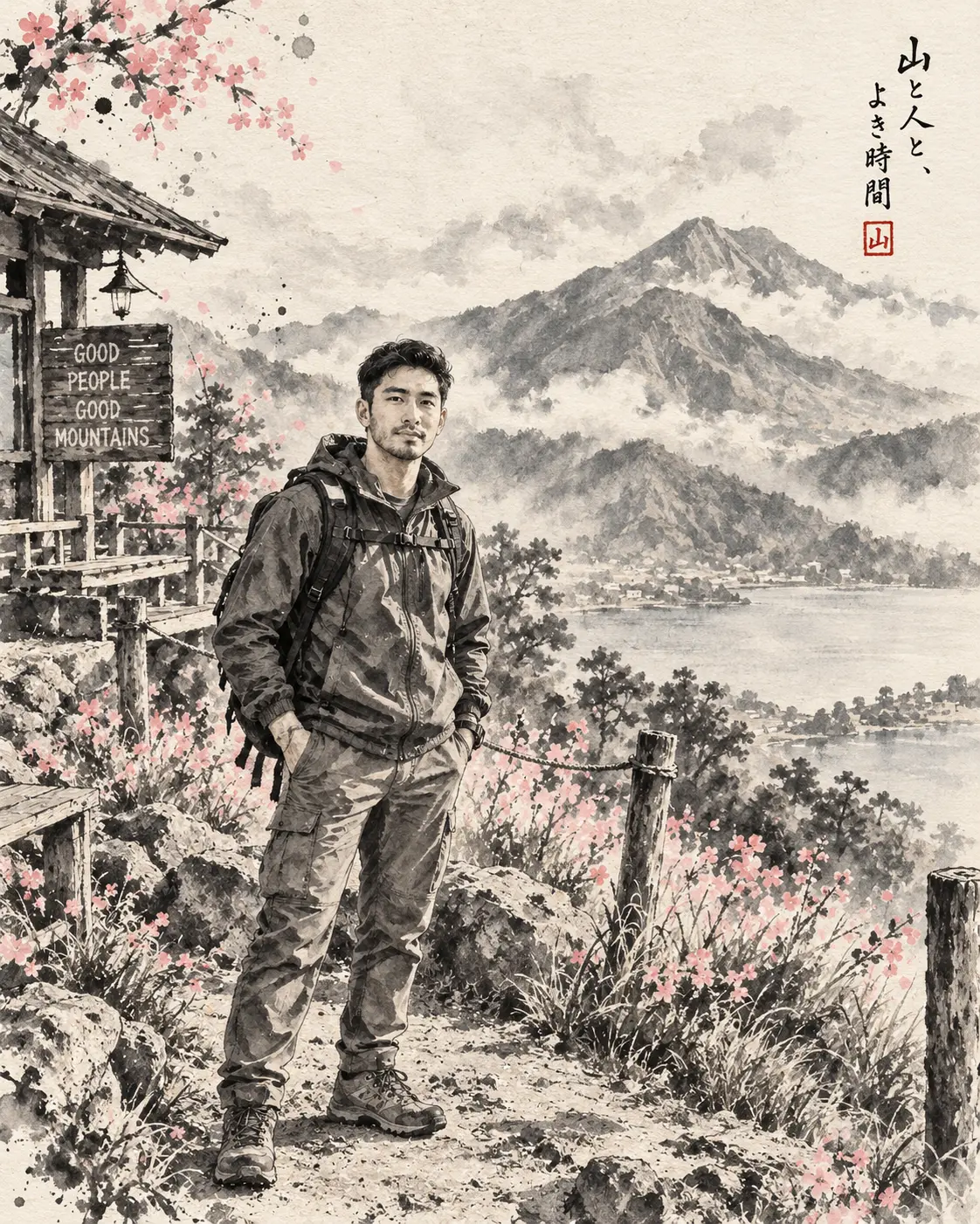 Japanese Sumi-e Illustration