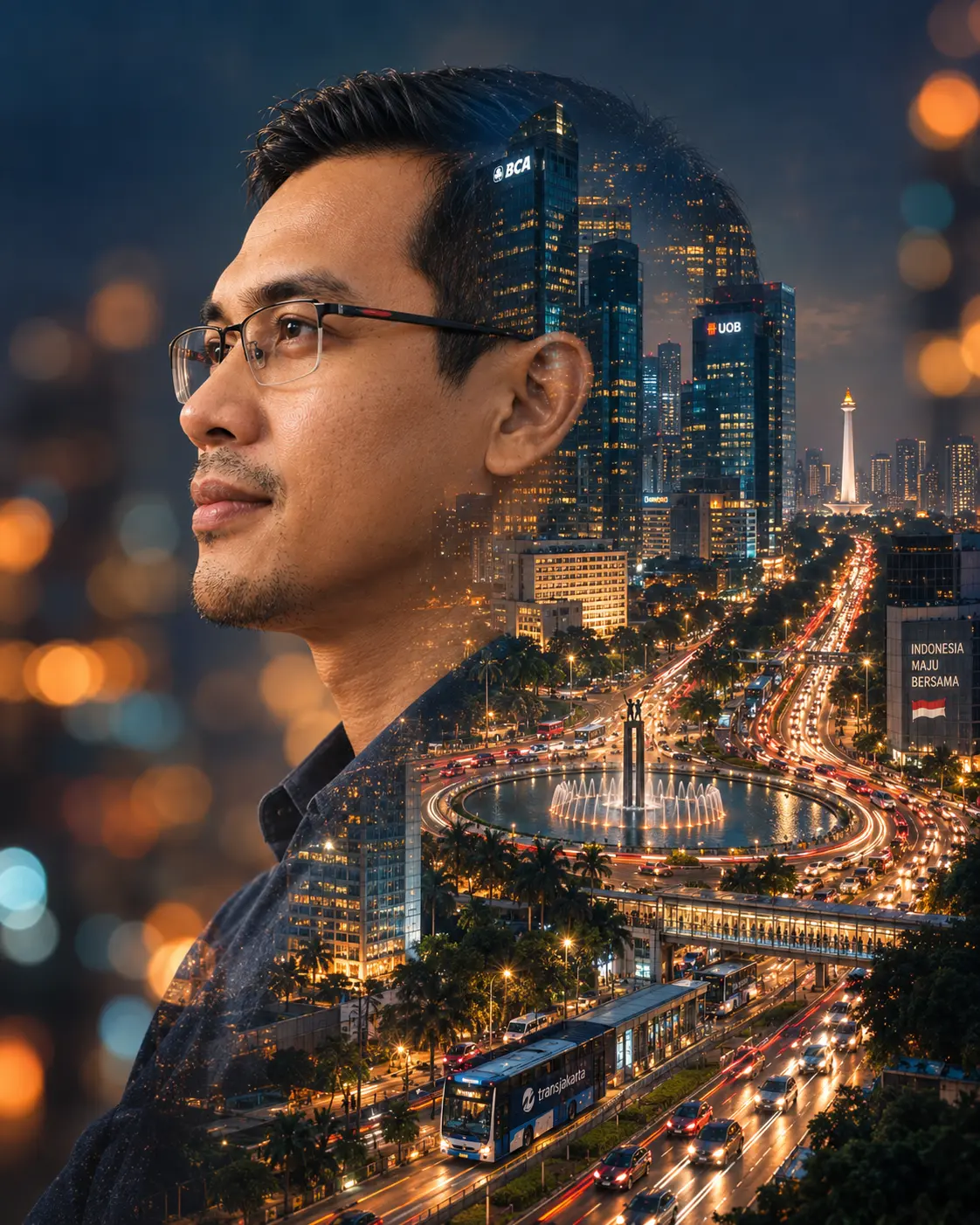 Jakarta Cinematic Double-exposure Portrait