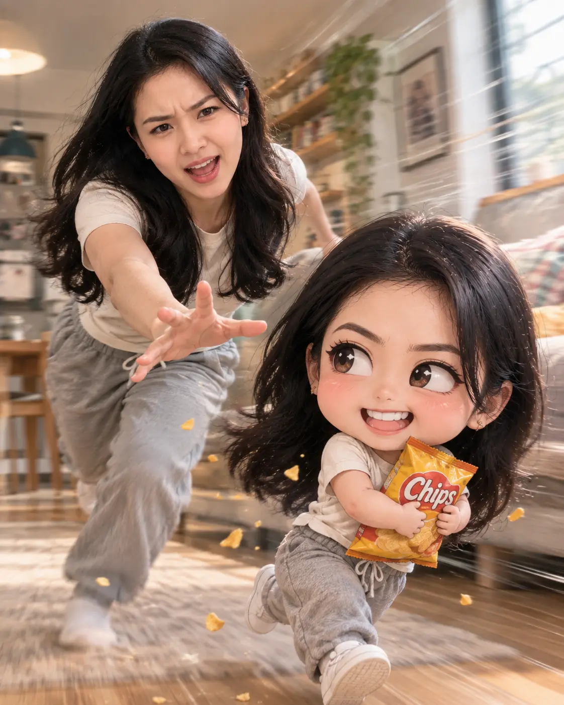 Chasing Your Chibi Self with Stolen Snack