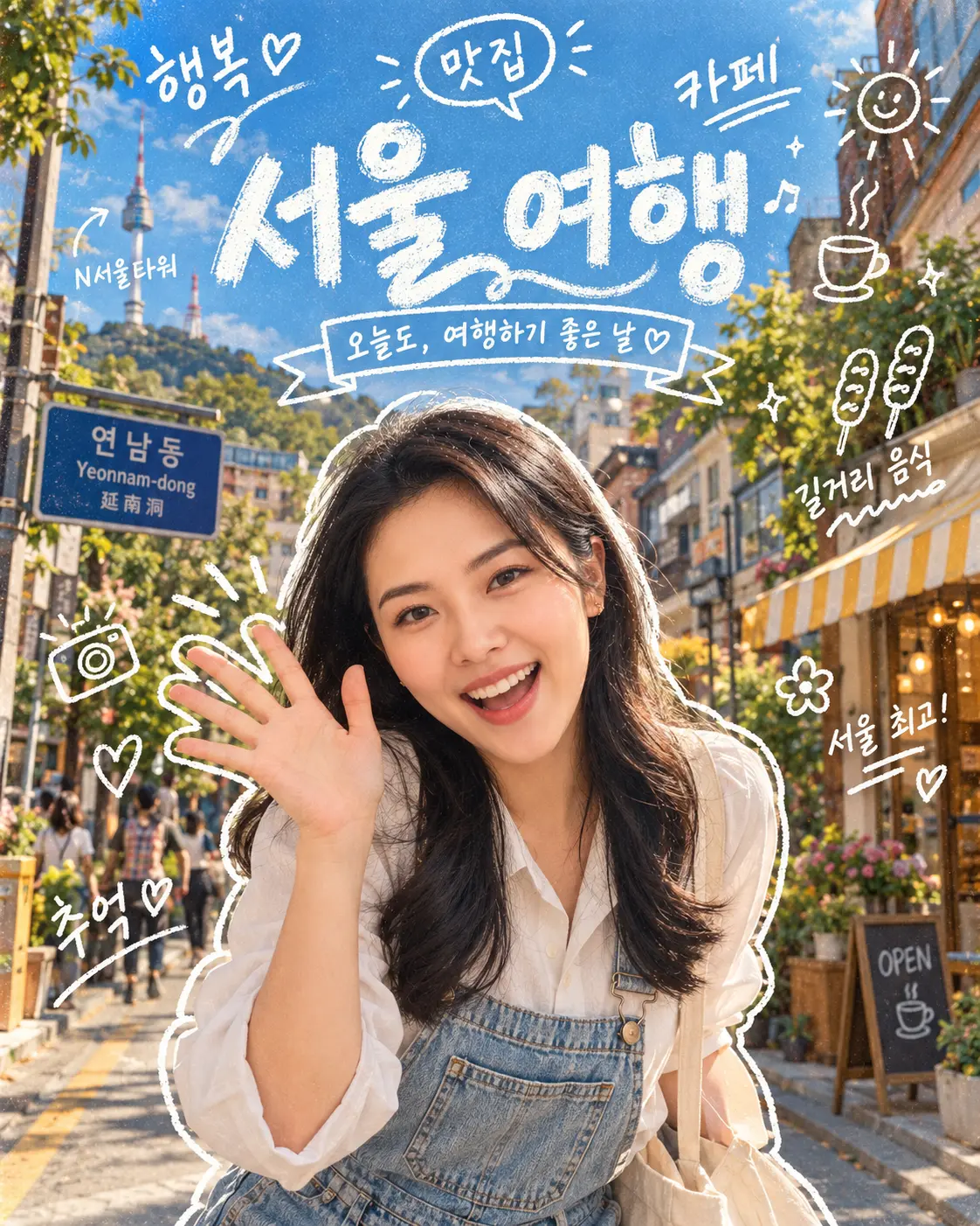 Korea Travel Photo with Doodle