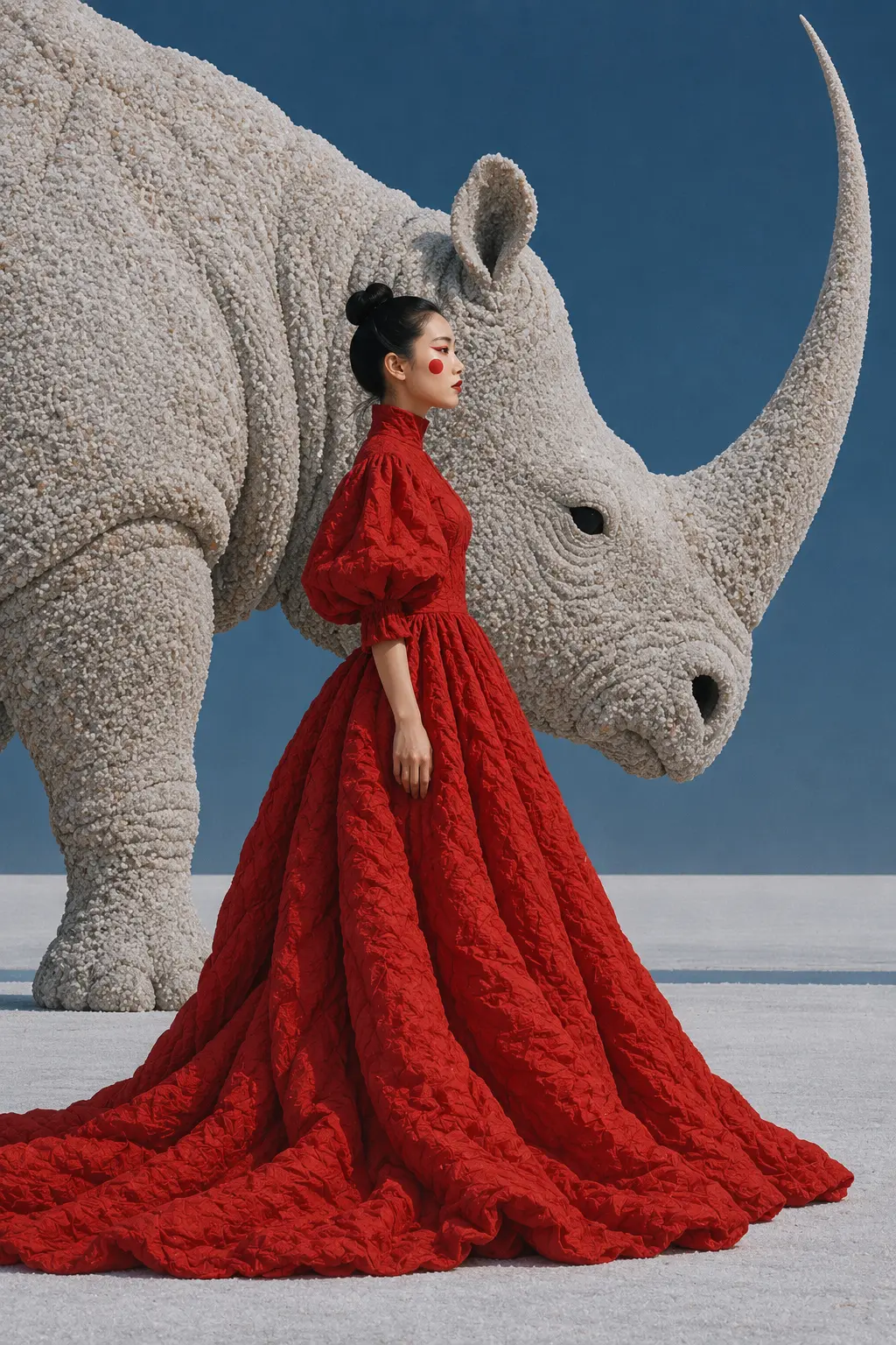 Crimson Couture and Granular Rhino Portrait