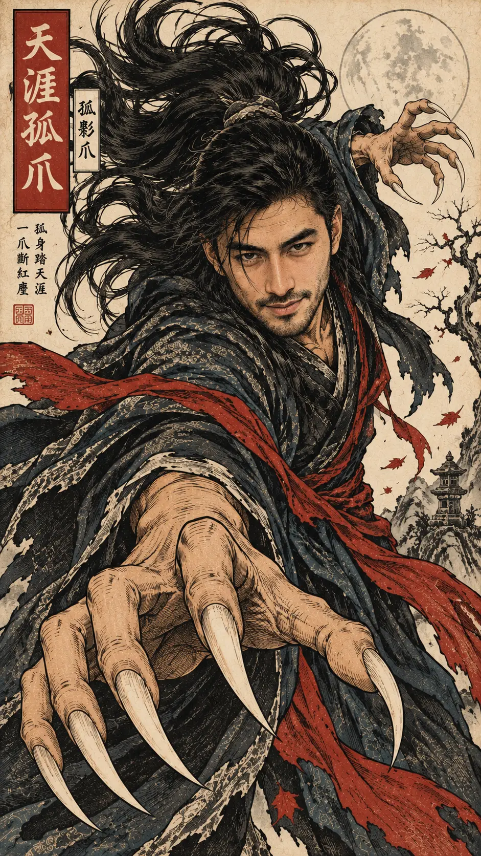 Classic Demon Samurai Beneath the Moon