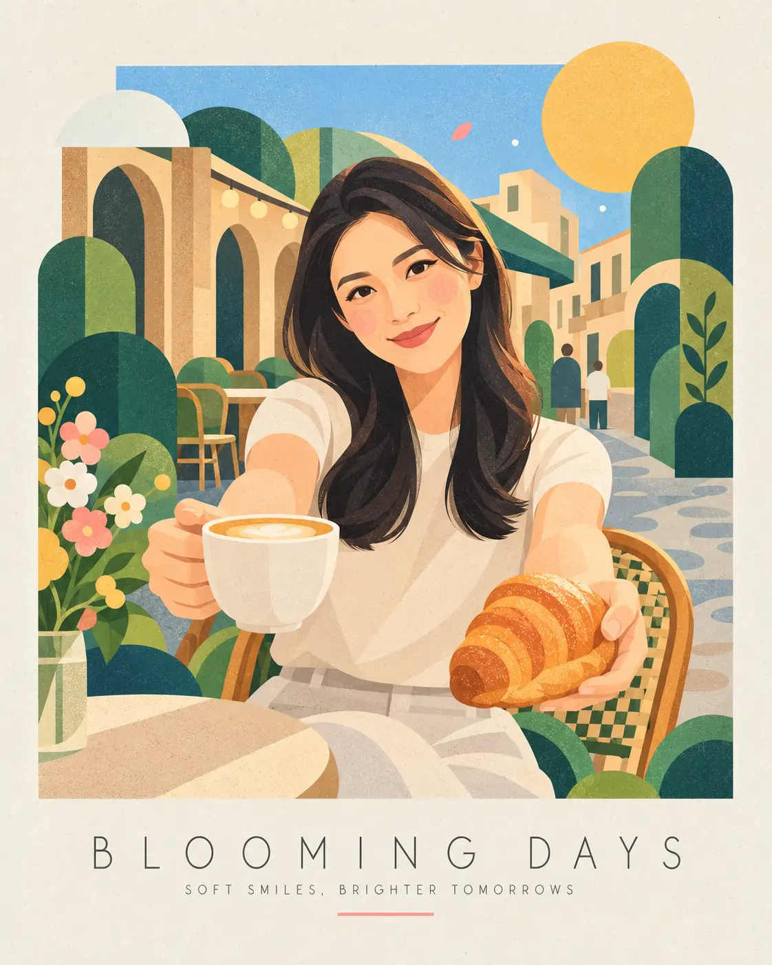 Flat Geometric Vector Editorial Poster Illustration