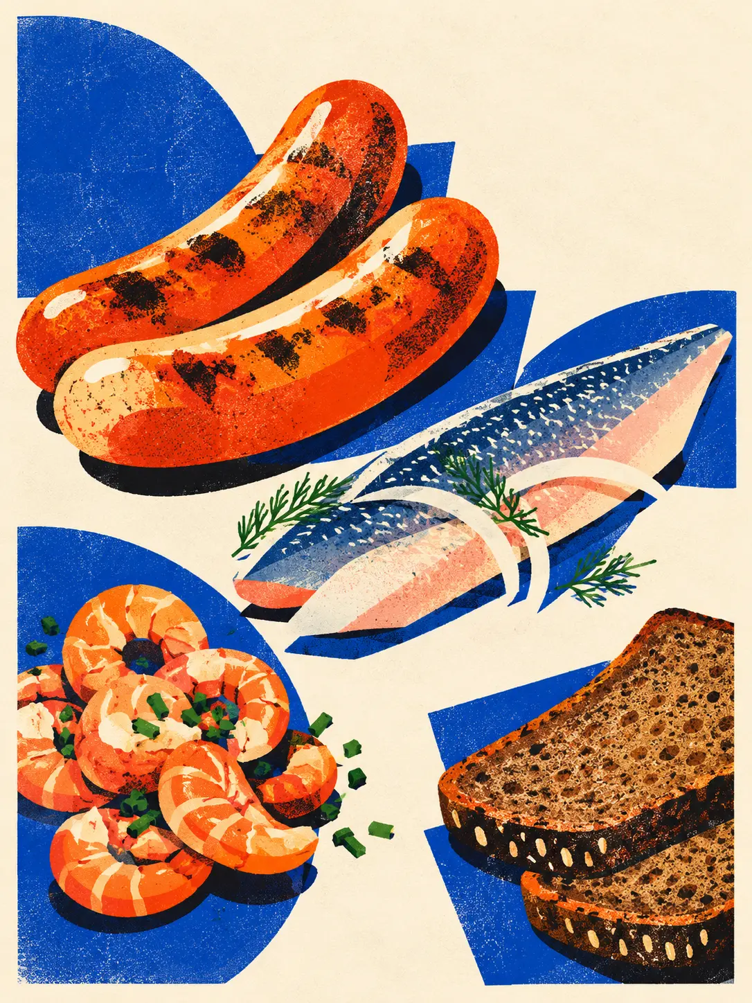 Modern Flat Design Seafood Illustration