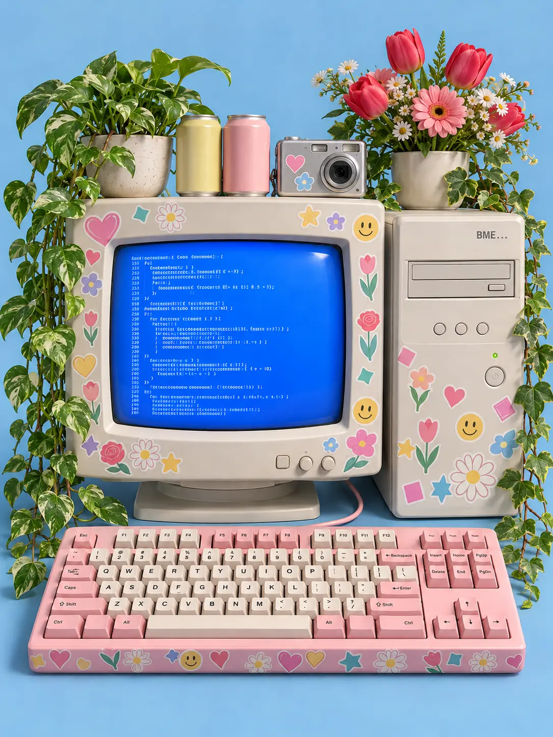 3D-rendered Retro Y2K Computer Setup